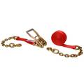 Us Cargo Control 2" x 30' Red Ratchet Strap w/ Chain Extension 5030CE-RED